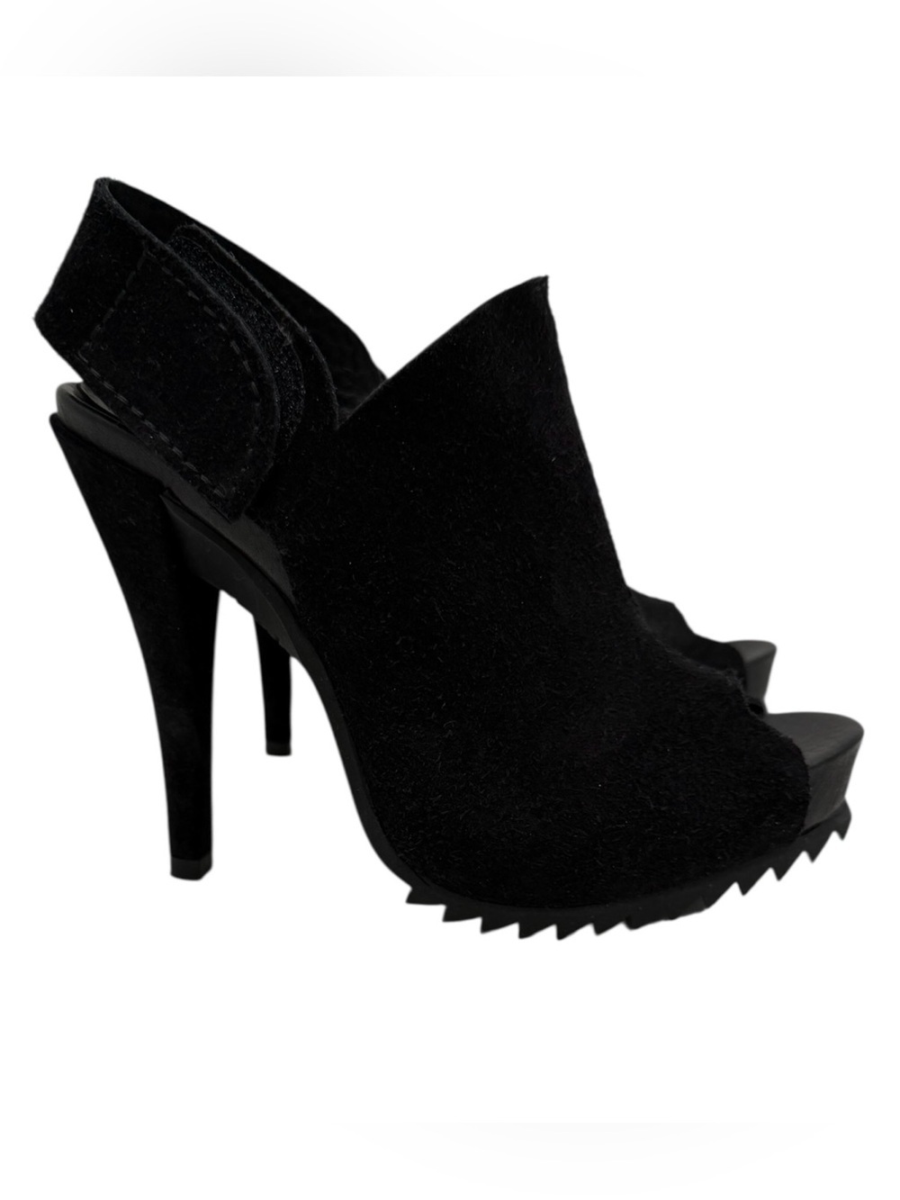Pedro Garcia Paulette Black Suede Peep Toe Heel 36/ 6 BNIB